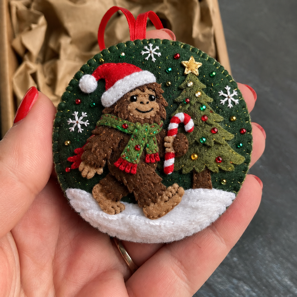 Bigfoot Christmas Felt Ornament Set