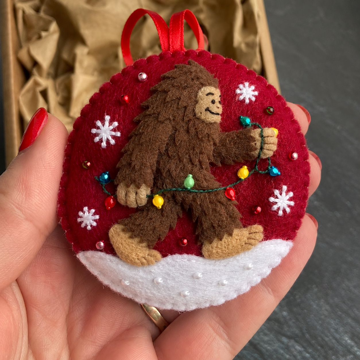 Bigfoot Christmas Felt Ornament Set