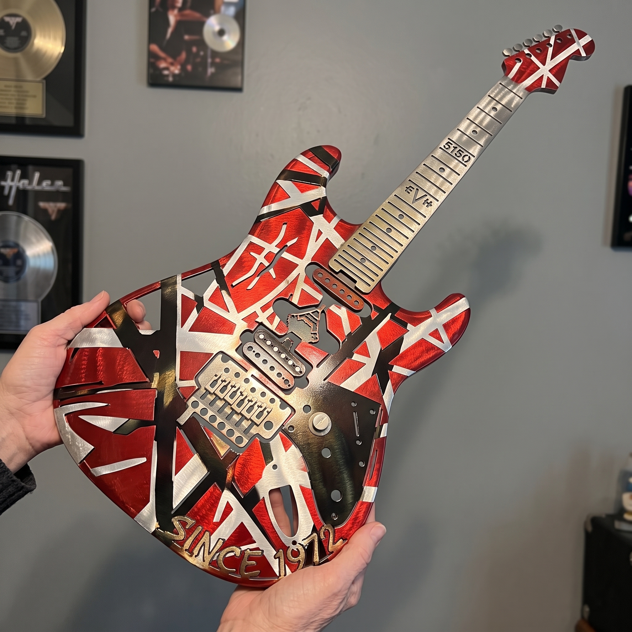 🎸 "5150" Striped Metal Guitar Wall Art – The Rock Legend Tribute