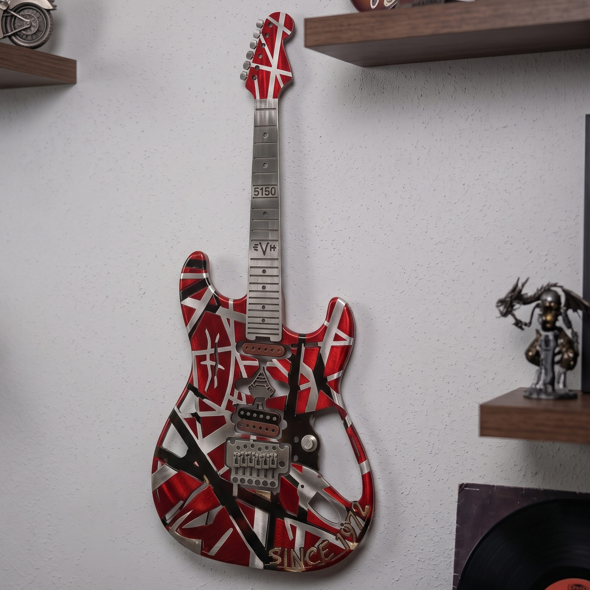 🎸 "5150" Striped Metal Guitar Wall Art – The Rock Legend Tribute