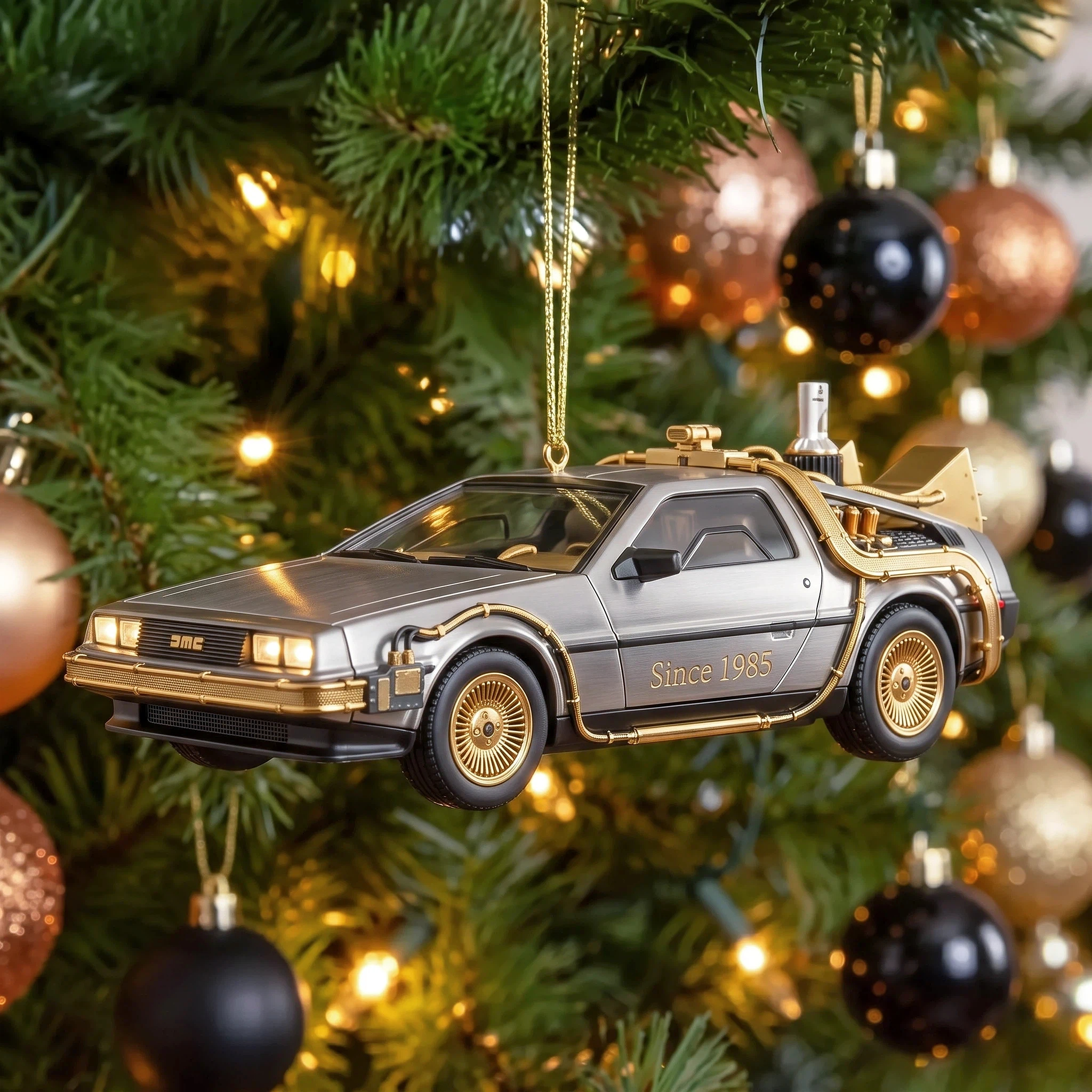 DeLorean Time Machine Christmas Ornament