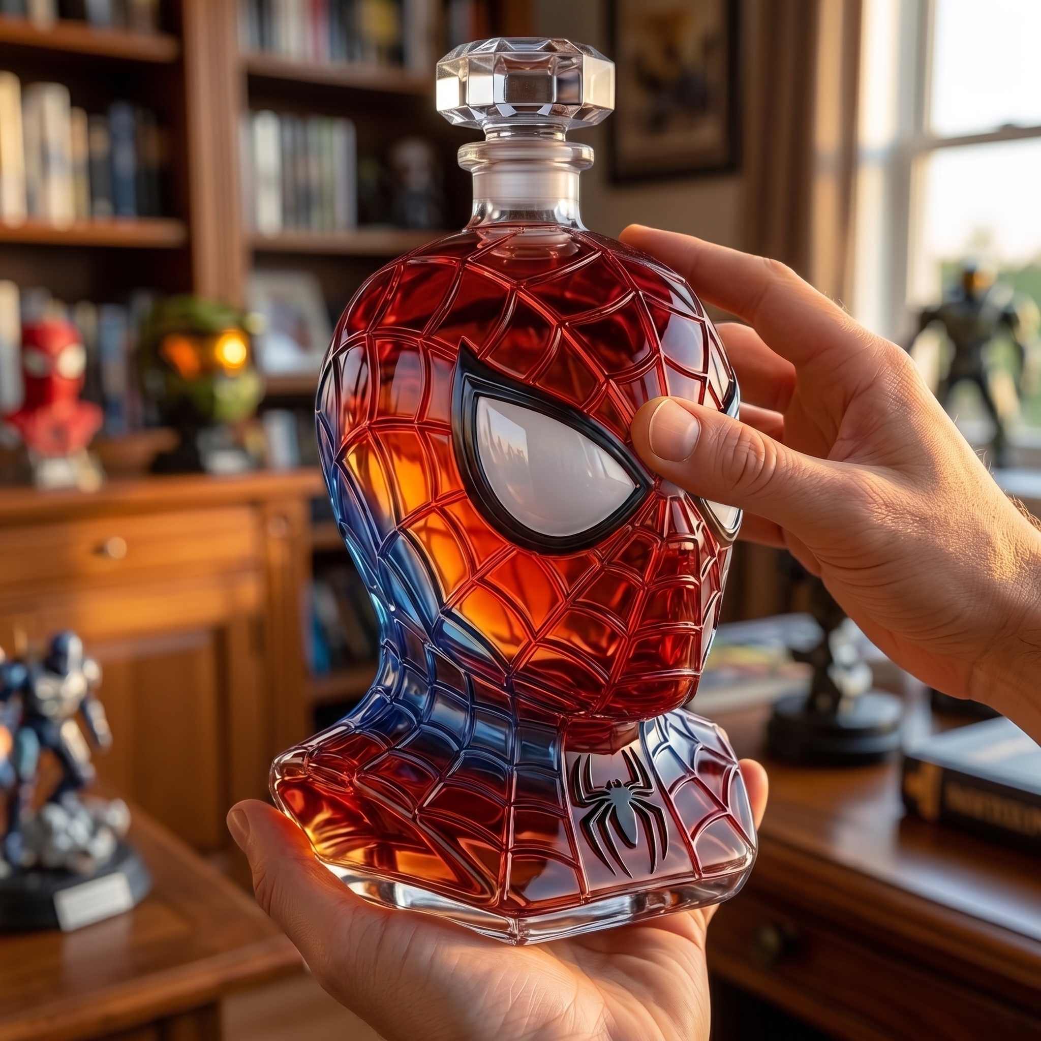 Web Slinger Glass Whiskey Bottle
