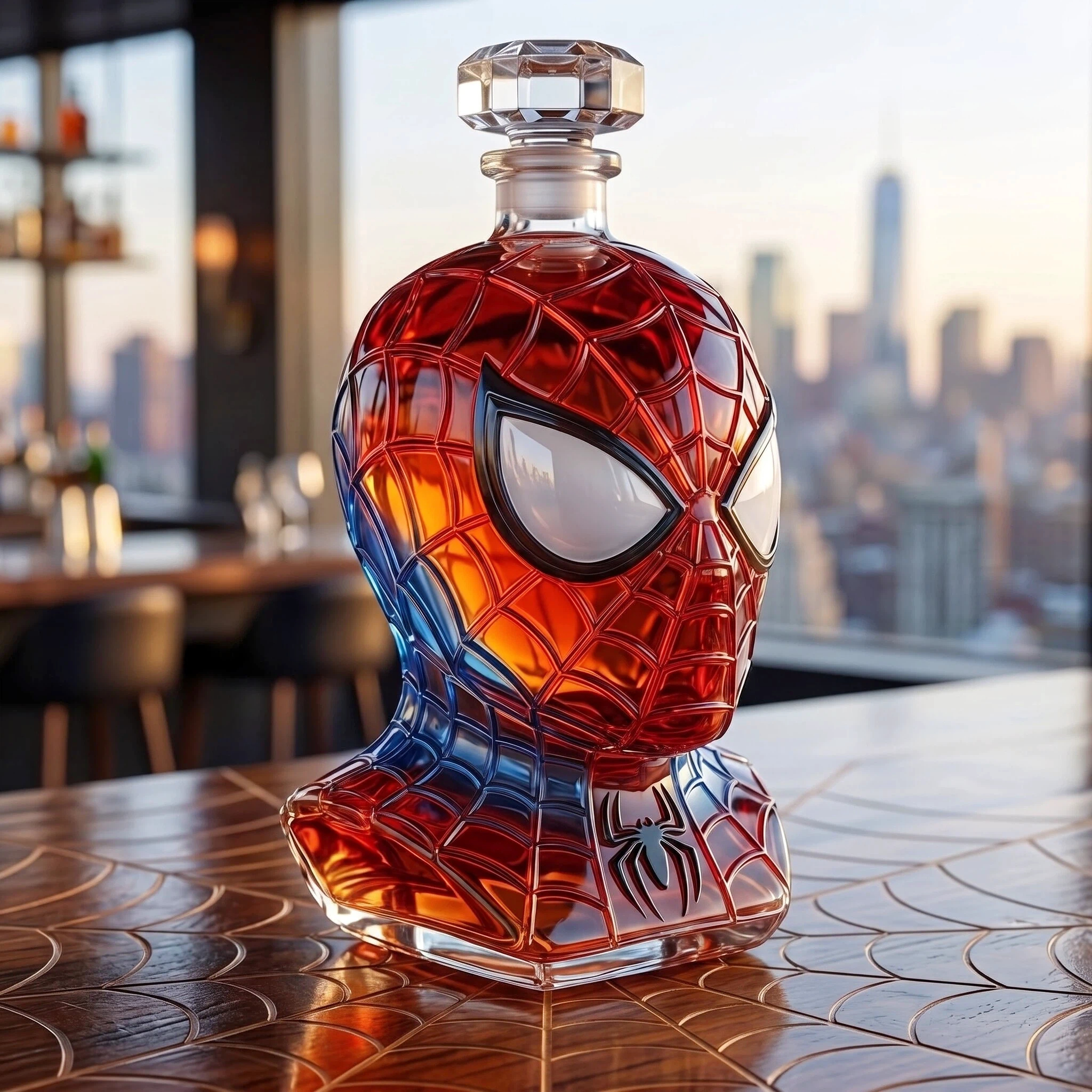 Web Slinger Glass Whiskey Bottle