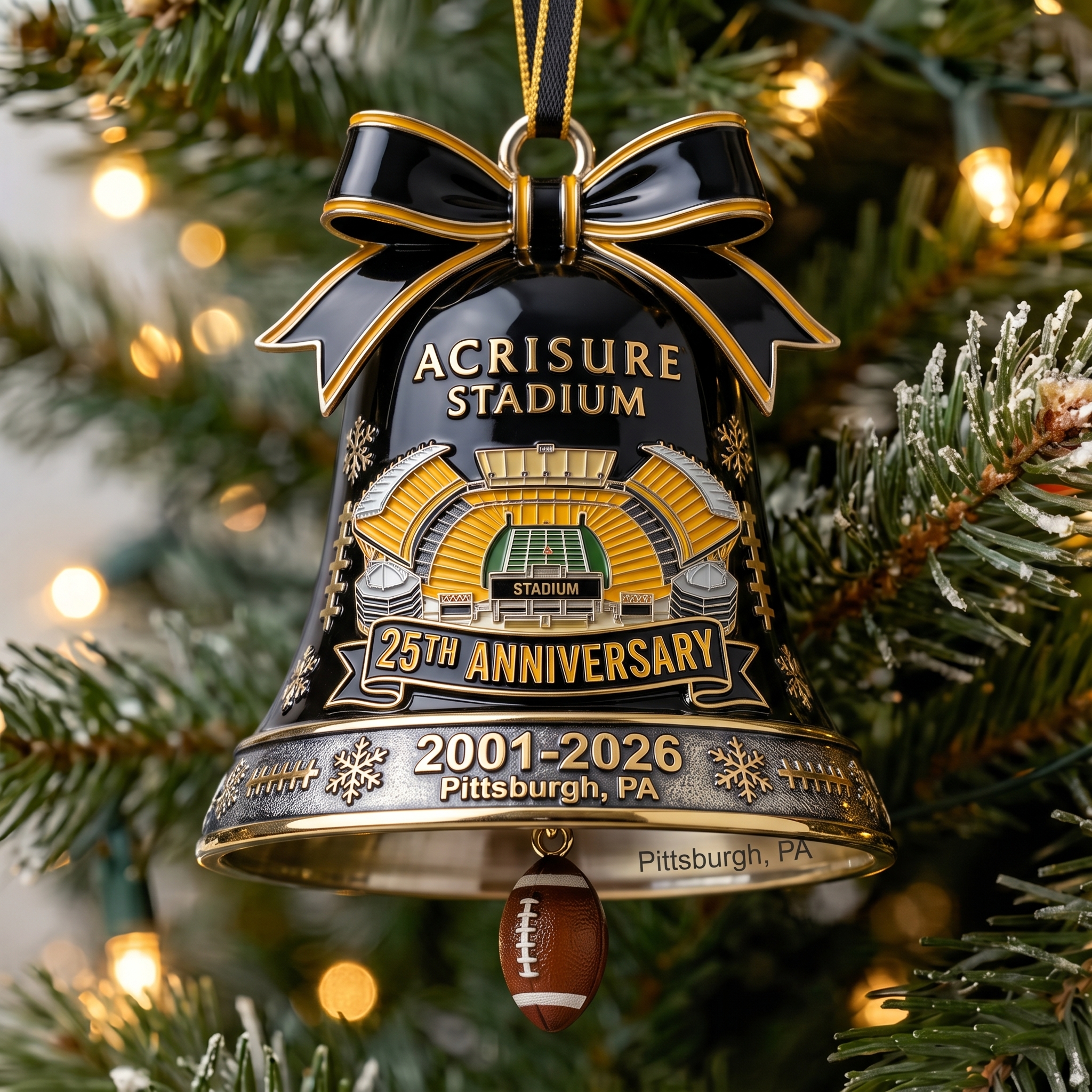 Acrisure Stadium 25th Anniversary Holiday Bell Ornament