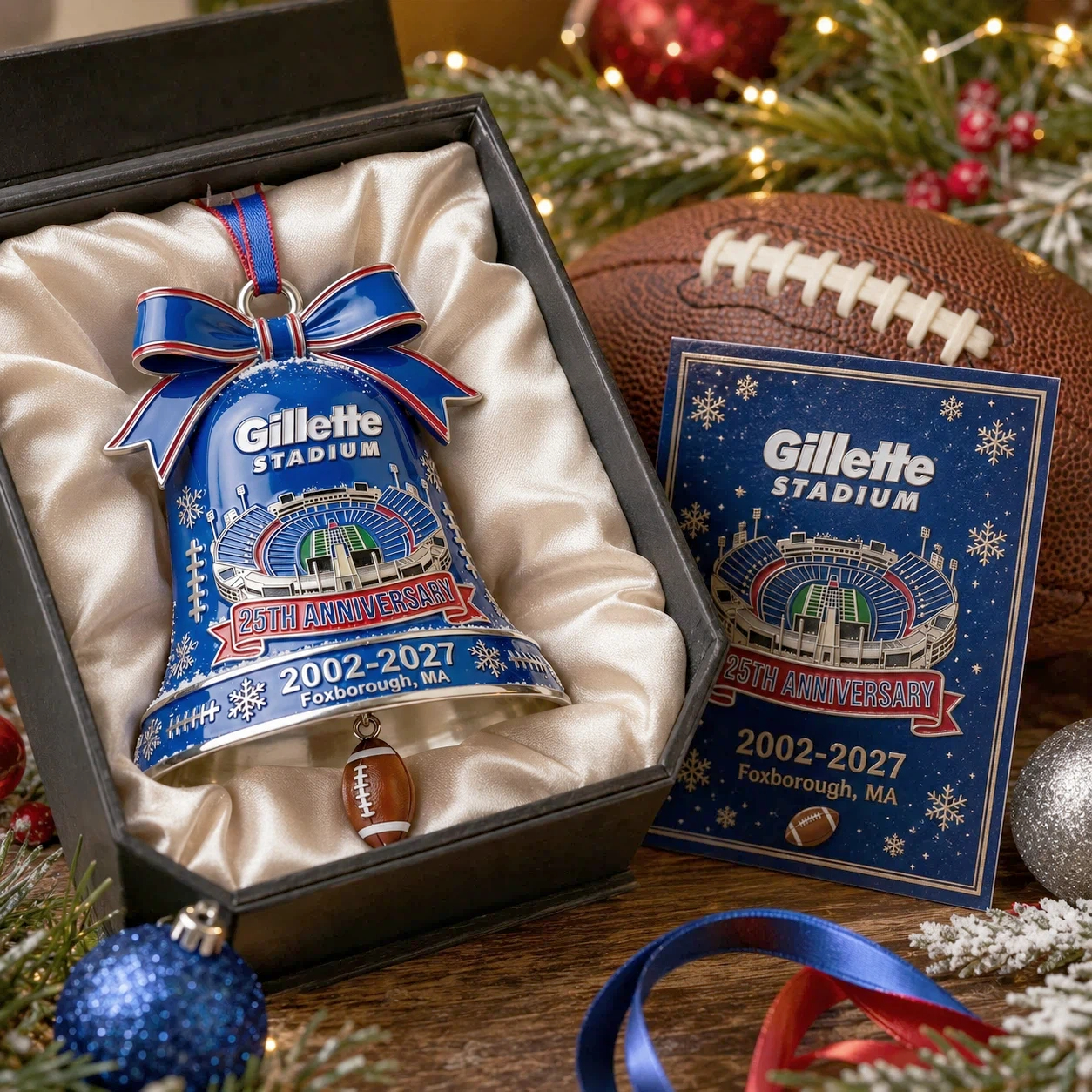 Gillette Stadium 25th Anniversary Holiday Bell Ornament