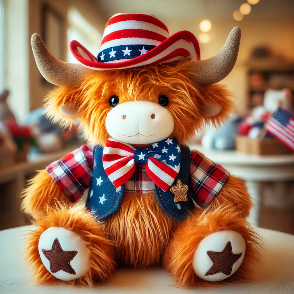 Highland Cow Patriotic plush