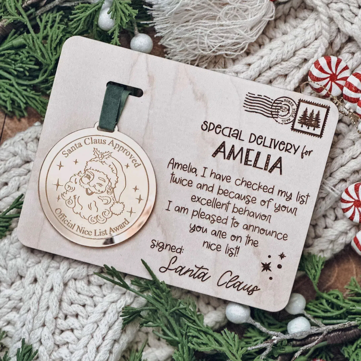 Personalized Santa Approved Nice List Award