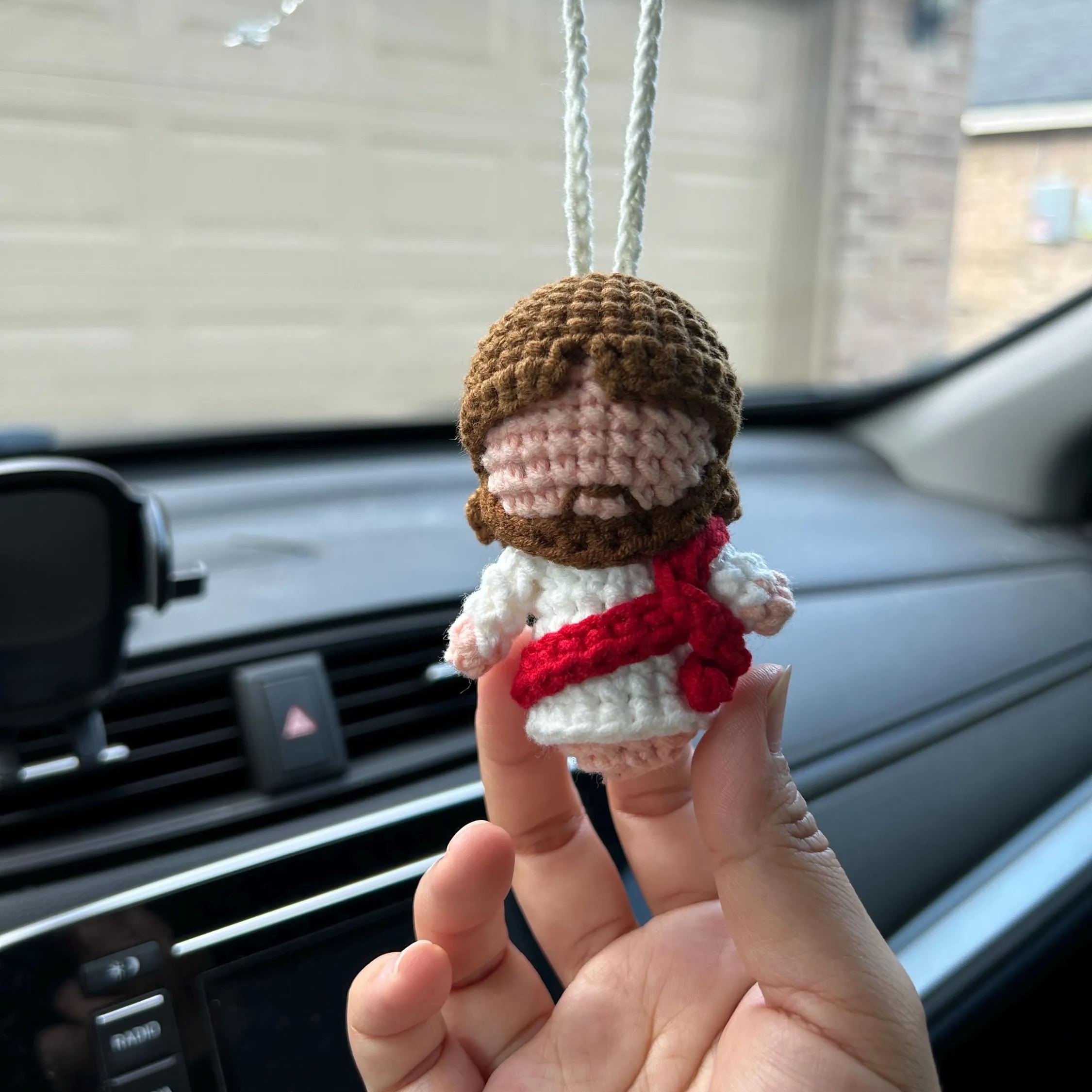 Handmade Crochet Jesus Blessing Mini Hanging Decor