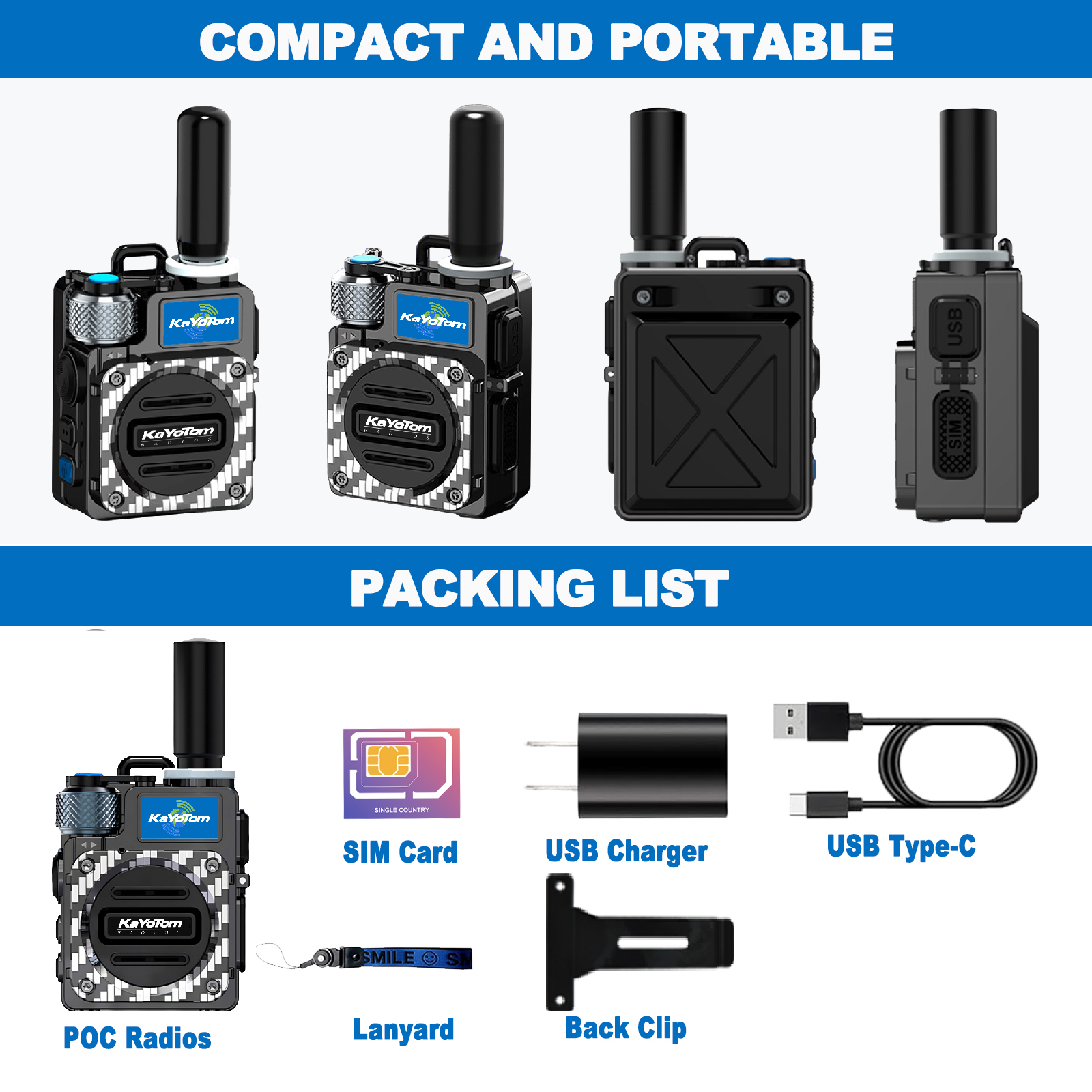KaYoTom M09 Global Walkie Talkie Unlimited Range Encrypted Two-Way Radio - 72H Battery, HD Audio, Lightweight & Waterproof, 172 Countries Coverage