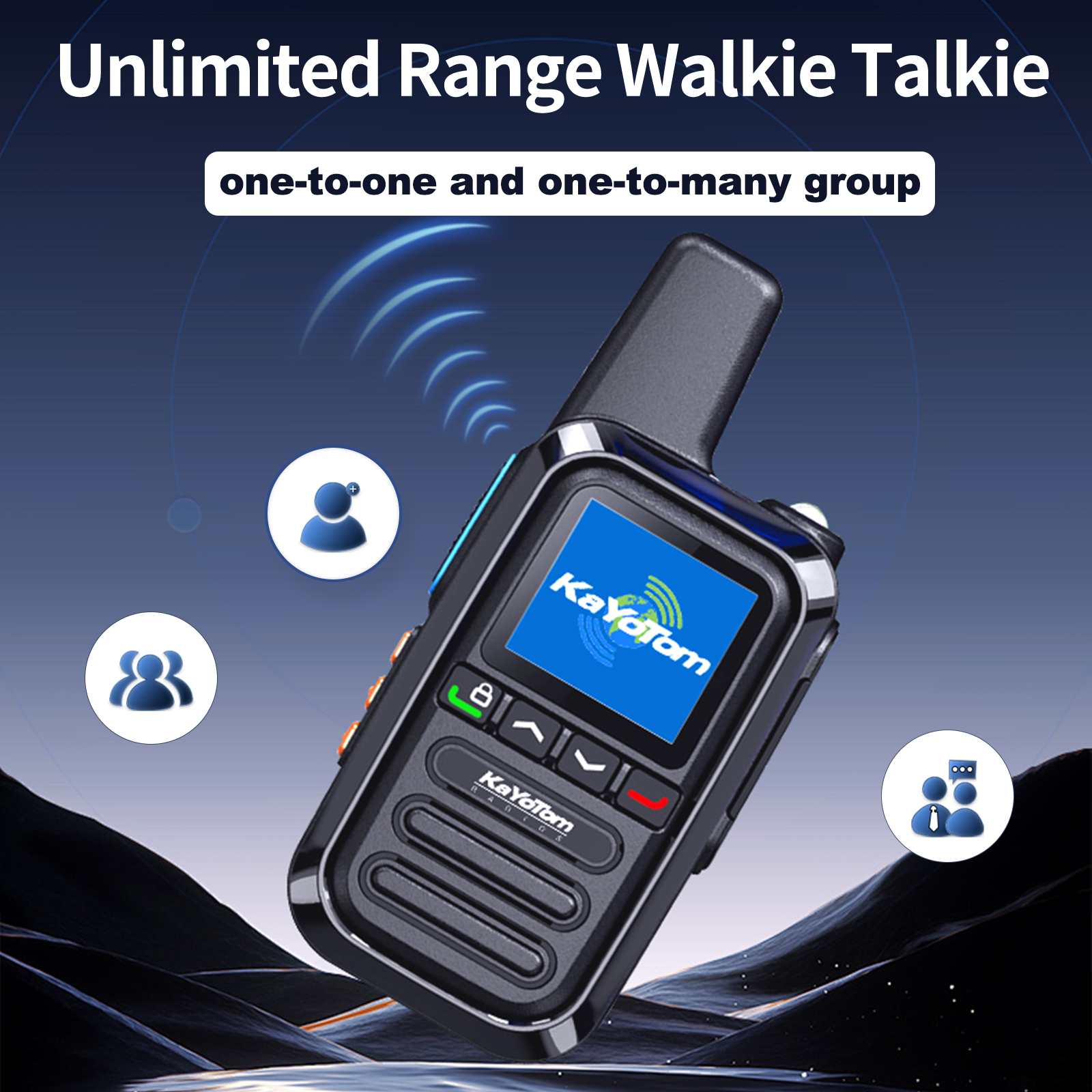 KaYoTom G05 Global Walkie Talkie Unlimited Range Encrypted Two-Way Radio - 72H Battery, HD Audio, Lightweight & LED Flashlight, 172 Countries Coverage