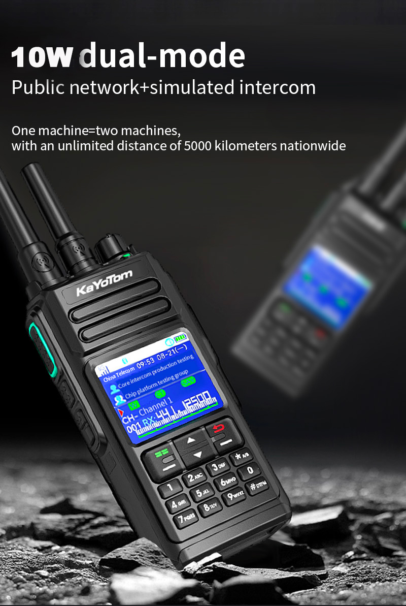 KaYoTom D10 4G POC Radio + UHF/VHF Global Encrypted Walkie Talkie Unlimited Range - Dual PTT Buttons, HD Audio, Ip68 Waterproof, GPS Tracking