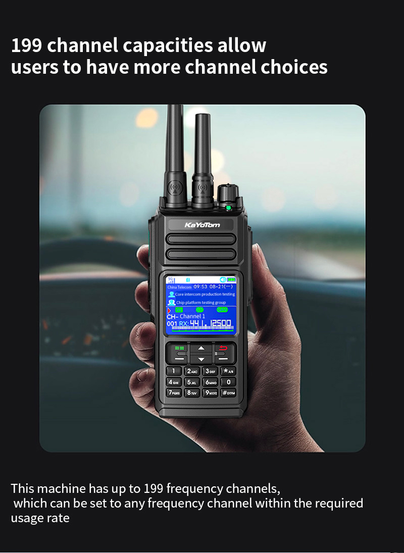 KaYoTom D10 4G POC Radio + UHF/VHF Global Encrypted Walkie Talkie Unlimited Range - Dual PTT Buttons, HD Audio, Ip68 Waterproof, GPS Tracking