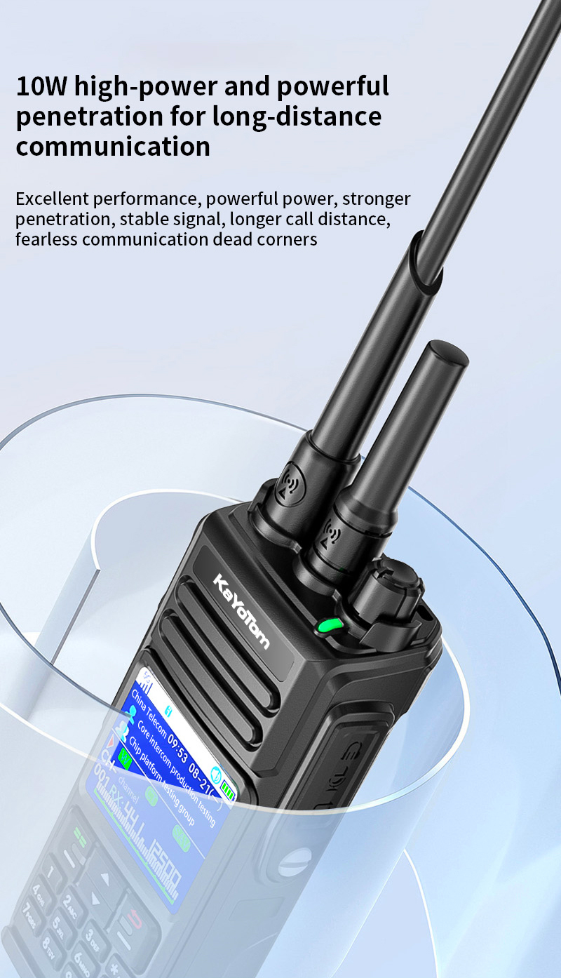 KaYoTom D10 4G POC Radio + UHF/VHF Global Encrypted Walkie Talkie Unlimited Range - Dual PTT Buttons, HD Audio, Ip68 Waterproof, GPS Tracking