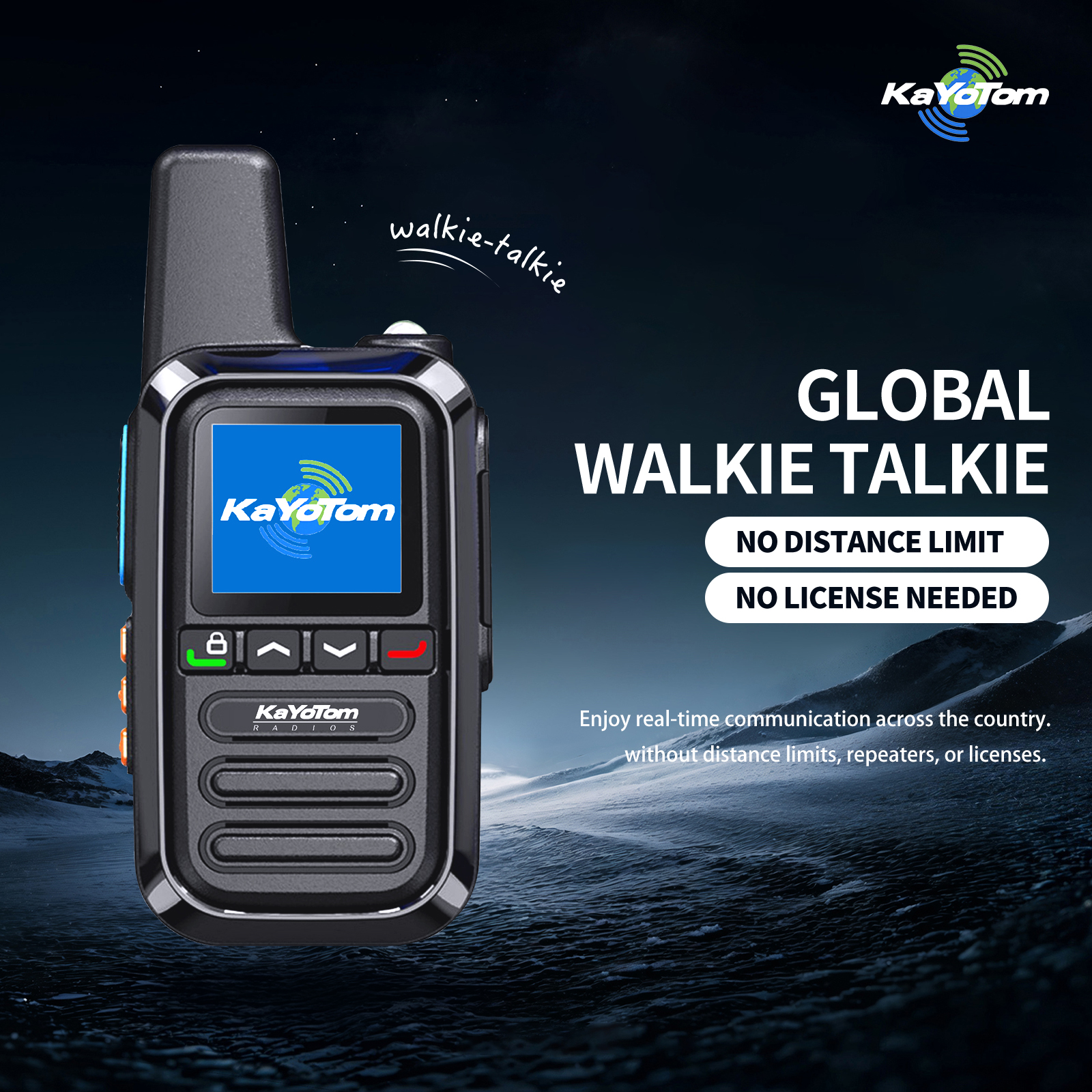KaYoTom G05 Global Walkie Talkie Unlimited Range Encrypted Two-Way Radio - 72H Battery, HD Audio, Lightweight & LED Flashlight, 172 Countries Coverage