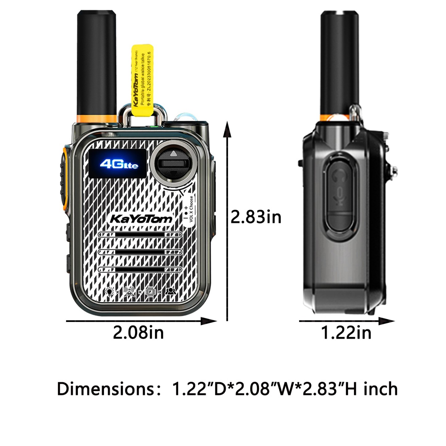 Kayotom Global walkie Talkie, 4G poc Radio walkie Talkie, 5000KM Walkie talkies Long Range, Unlimited Range, Rechargeable walkie talkies Long Range, for Hiking Camping Trip, No Platform fee