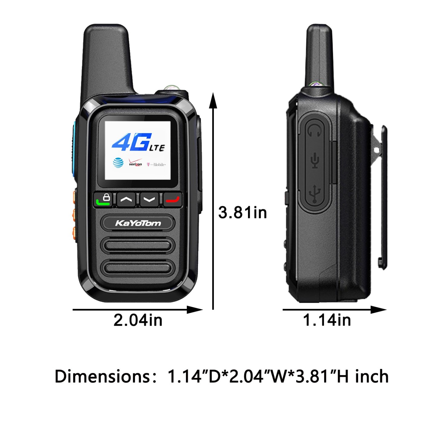 KaYoTom G05 Global PTT Walkie Talkie - 5000 Miles Range, Built-in SIM, 200 Channels, Instant Use & LED Illumination