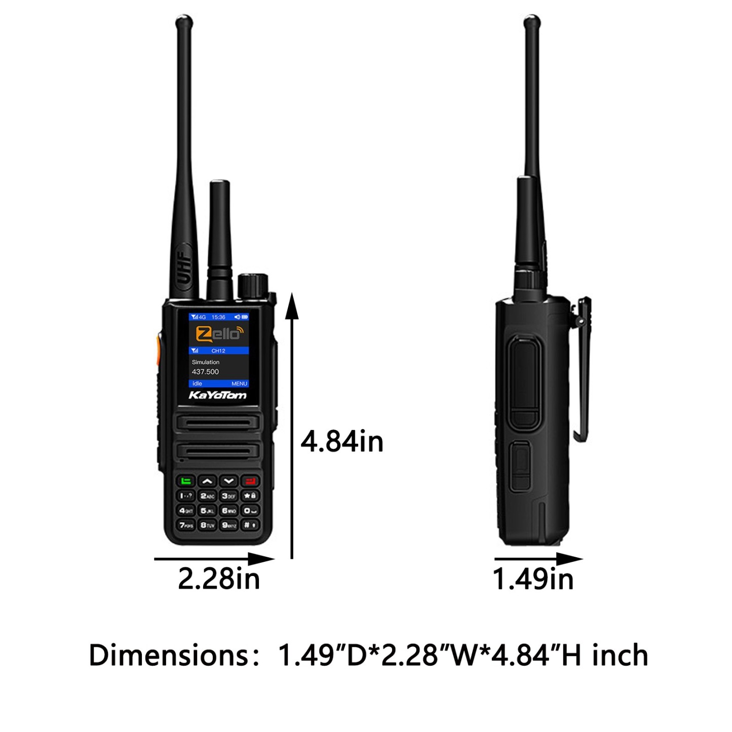 KaYoTom Zello Walkie Talkie - UHF Dual Mode, Public Network & Simulation, Long Range for Versatile Communication