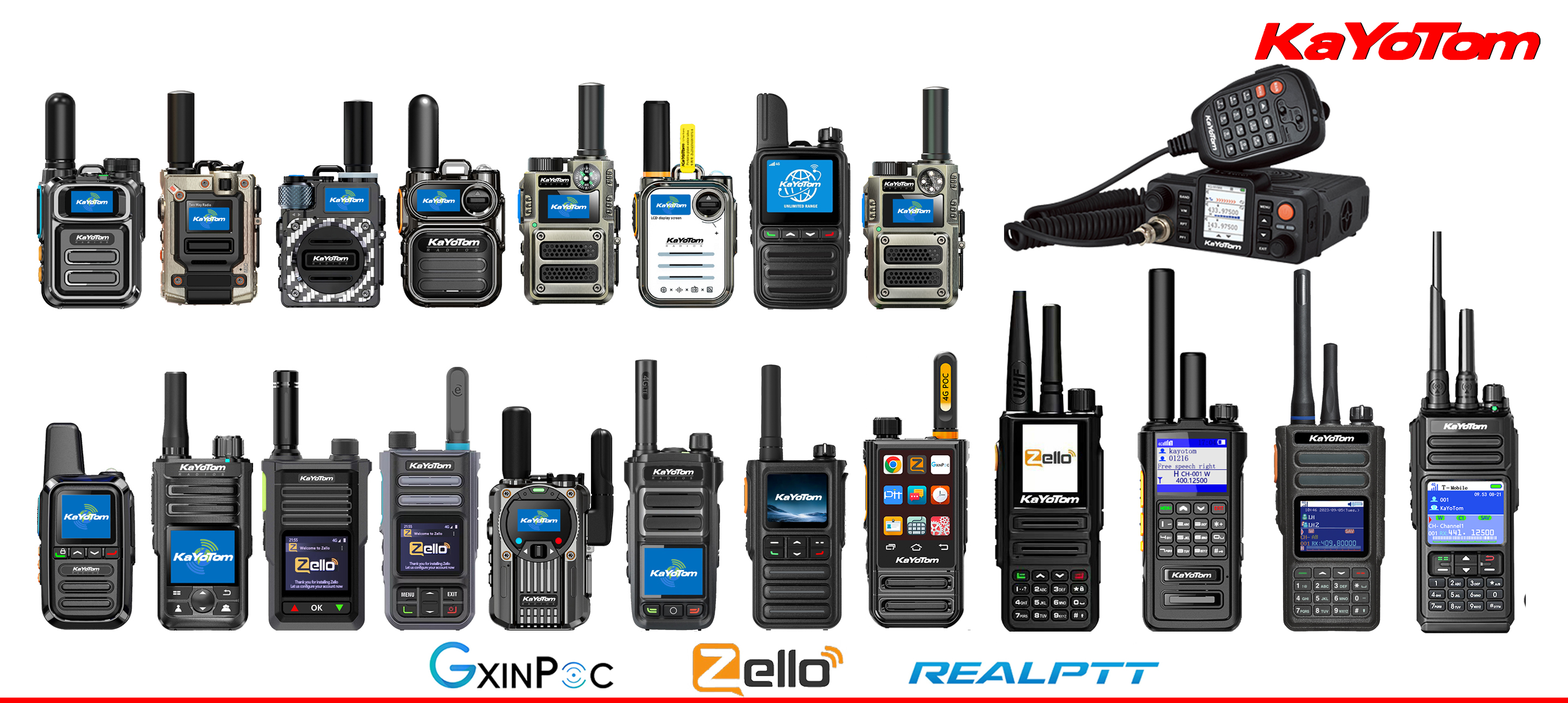 {"default":"Full lineup of KaYoTom global long range radios with IP68 waterproof protection and dual-mode POC UHF VHF communication"}
