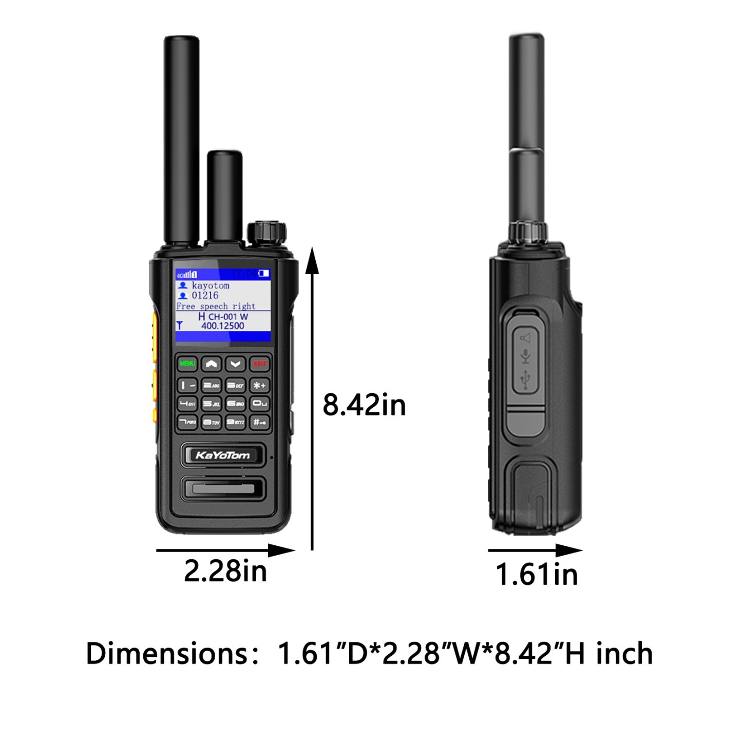 KaYoTom D09 Dual-Mode Global Push-to-Talk Walkie-Talkie with POC + UHF, Waterproof, Long Battery Life and Optional GPS