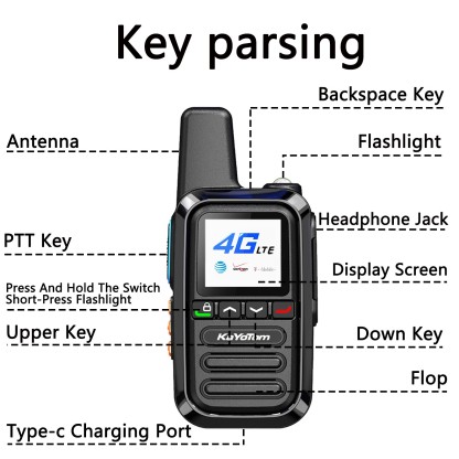 KaYoTom G05 Global PTT Walkie Talkie - 5000 Miles Range, Built-in SIM, 200 Channels, Instant Use & LED Illumination