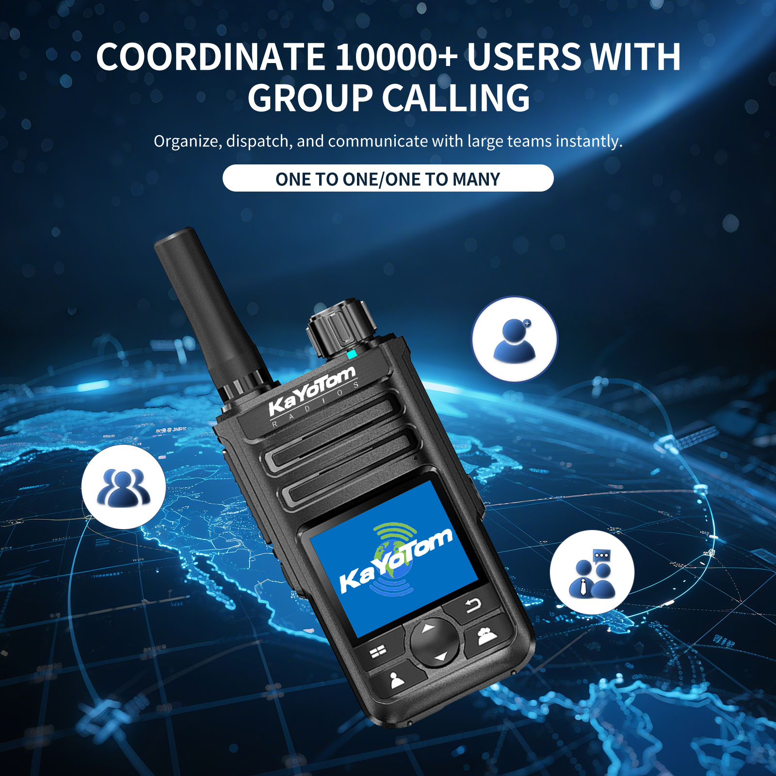 KaYoTom M14 Global Walkie Talkie Unlimited Range Encrypted Two-Way Radio - 72H Battery, GPS Tracking, Lightweight & Waterproof, 172 Countries Coverage