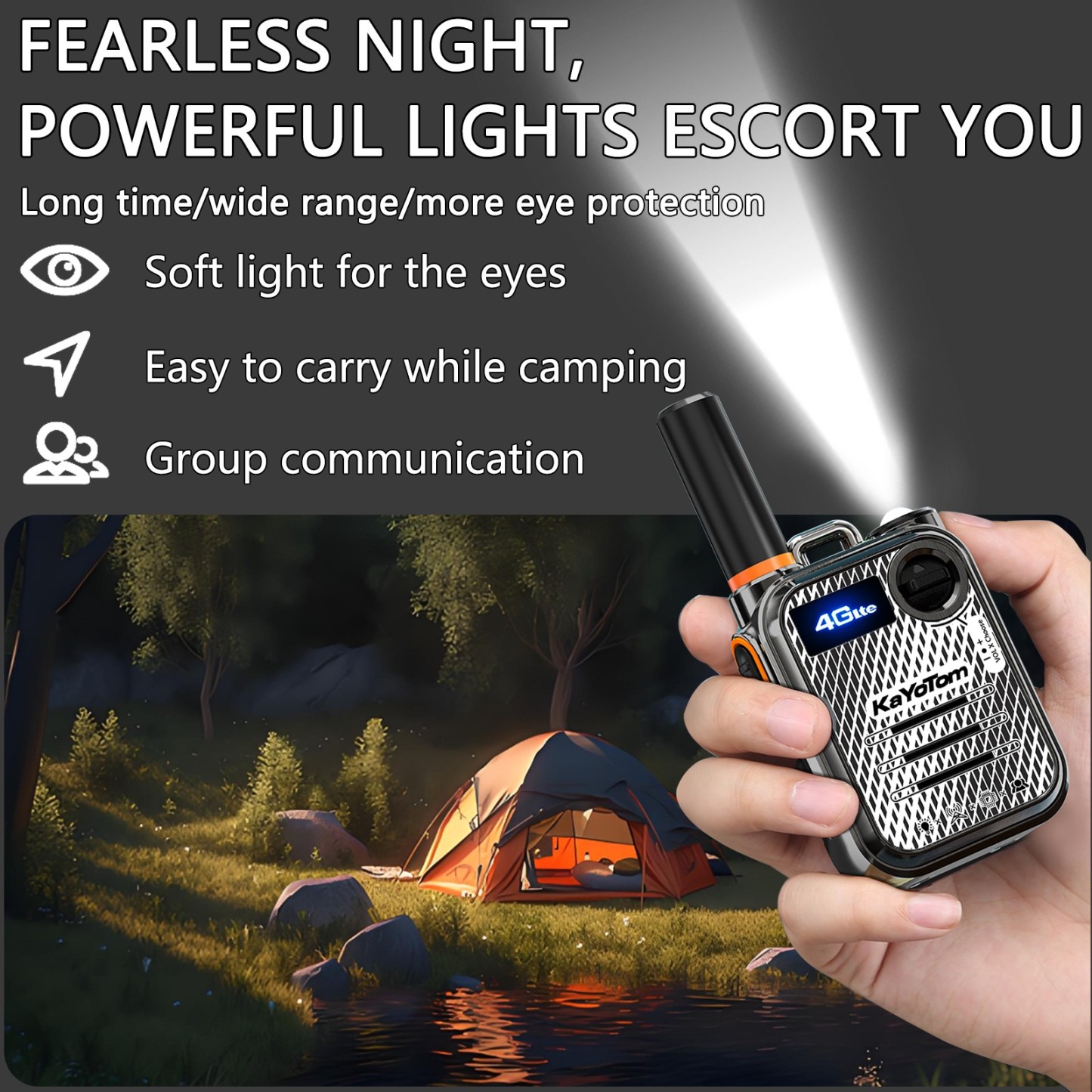 Kayotom Global walkie Talkie, 4G poc Radio walkie Talkie, 5000KM Walkie talkies Long Range, Unlimited Range, Rechargeable walkie talkies Long Range, for Hiking Camping Trip, No Platform fee