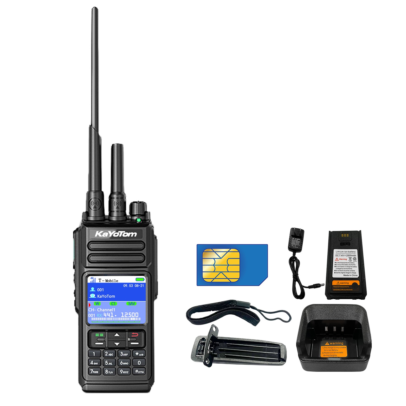 KaYoTom D10 walkie-talkie equipped with 10W power, supporting UHF/VHF functions and featuring a waterproof design.