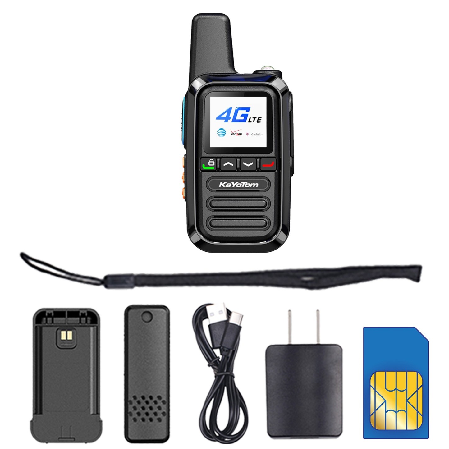 KaYoTom G05 Global PTT Walkie Talkie - 5000 Miles Range, Built-in SIM, 200 Channels, Instant Use & LED Illumination