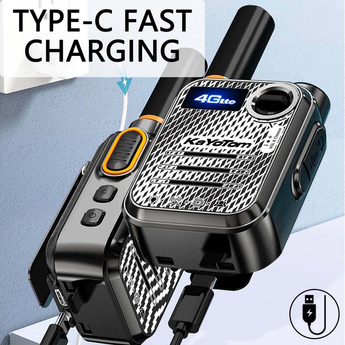 Kayotom Global walkie Talkie, 4G poc Radio walkie Talkie, 5000KM Walkie talkies Long Range, Unlimited Range, Rechargeable walkie talkies Long Range, for Hiking Camping Trip, No Platform fee