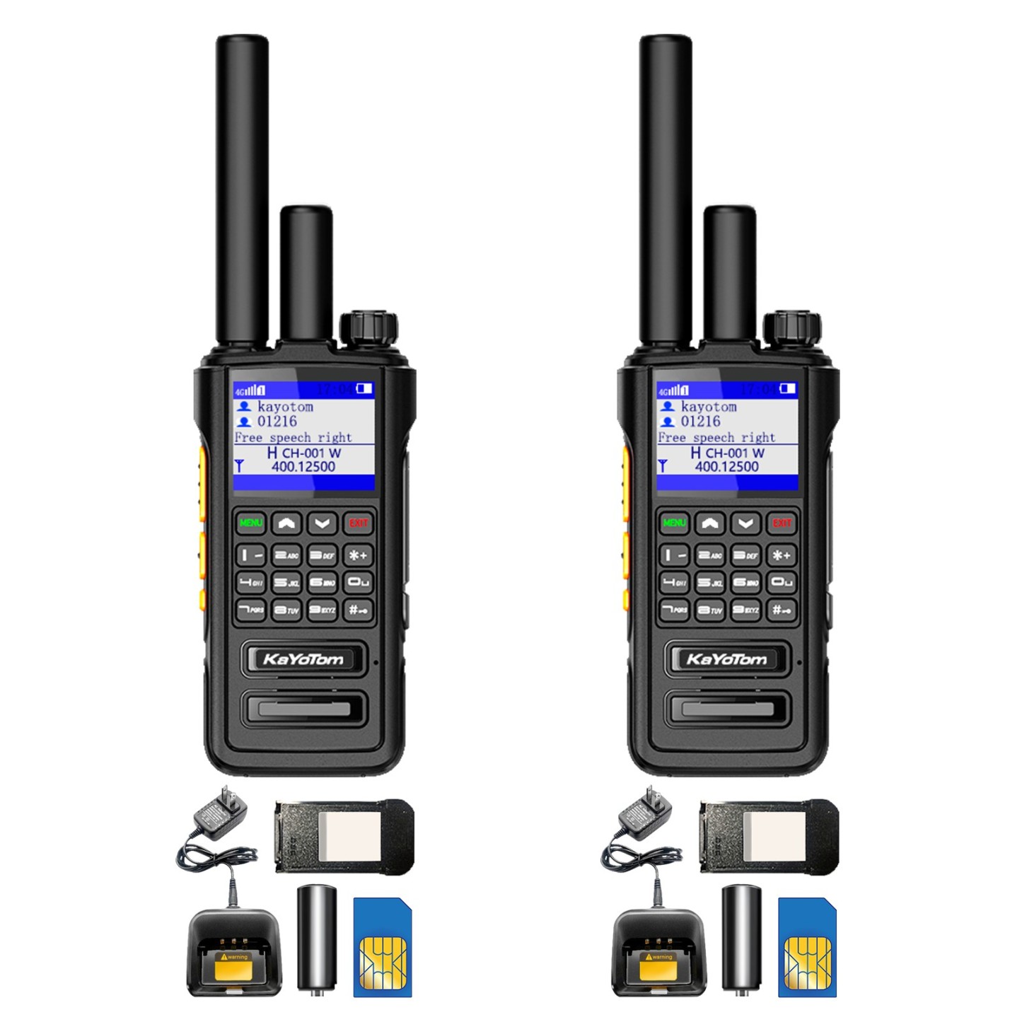 KaYoTom D09 Dual-Mode Global Push-to-Talk Walkie-Talkie with POC + UHF, Waterproof, Long Battery Life and Optional GPS