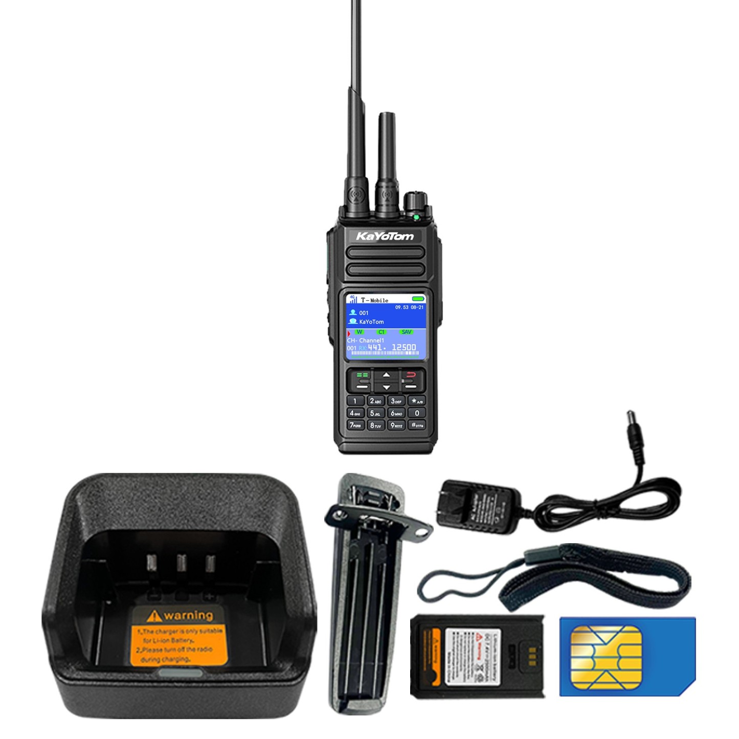 KaYoTom D10 4G POC Radio + UHF/VHF Global Encrypted Walkie Talkie Unlimited Range - Dual PTT Buttons, HD Audio, Ip68 Waterproof, GPS Tracking