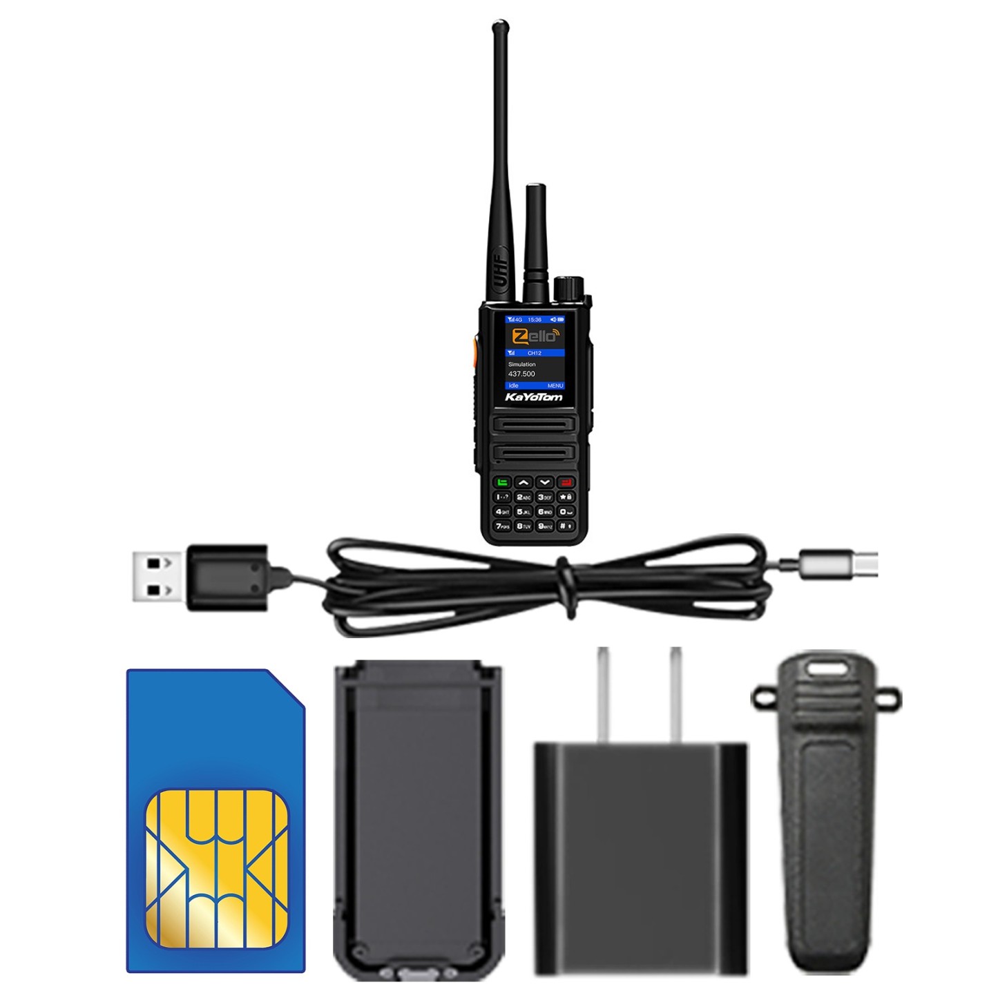 KaYoTom Zello Walkie Talkie - UHF Dual Mode, Public Network & Simulation, Long Range for Versatile Communication