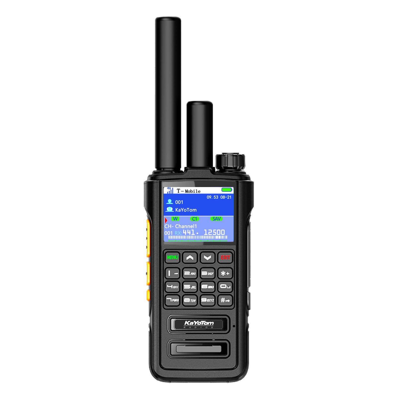 KaYoTom D09 4G POC Radio + UHF Global Encrypted Walkie Talkie Unlimited Range - Dual PTT Buttons, HD Audio, Ip67 Waterproof, GPS Tracking