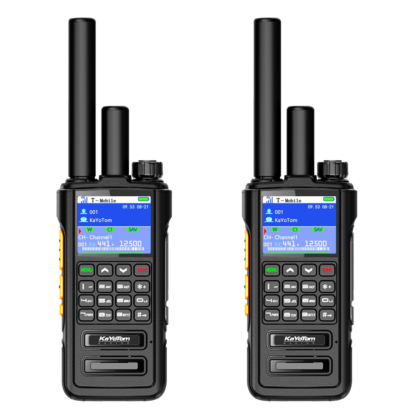 KaYoTom D09 4G POC Radio + UHF Global Encrypted Walkie Talkie Unlimited Range - Dual PTT Buttons, HD Audio, Ip67 Waterproof, GPS Tracking