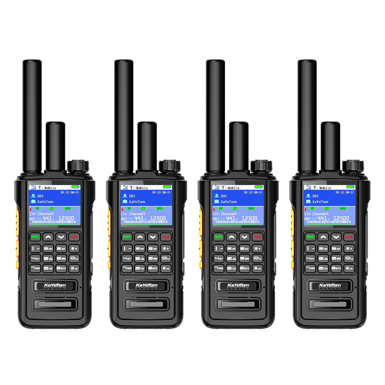 KaYoTom D09 4G POC Radio + UHF Global Encrypted Walkie Talkie Unlimited Range - Dual PTT Buttons, HD Audio, Ip67 Waterproof, GPS Tracking