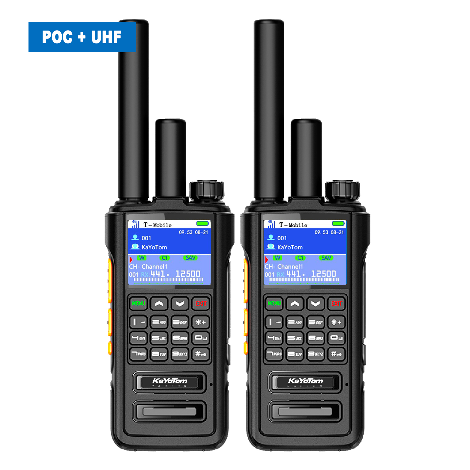 KaYoTom D09 5W Long Range Walkie Talkie – Global PoC + UHF Two-Way Radio with GPS, Encrypted Secure Communication, Dual PTT, HD Audio, IP67 Waterproof, Durable for Outdoor, Security & Business