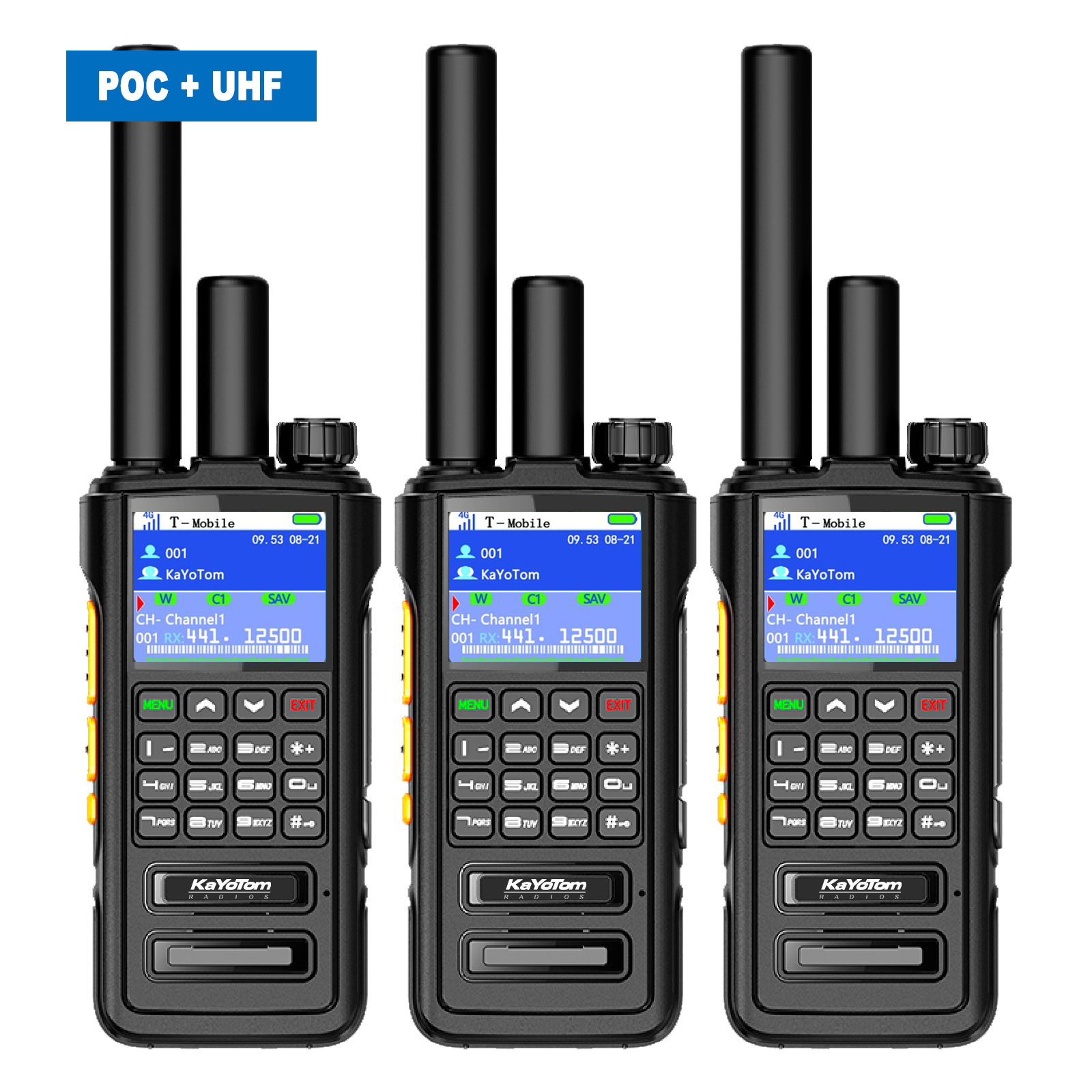 KaYoTom D09 5W Long Range Walkie Talkie – Global PoC + UHF Two-Way Radio with GPS, Encrypted Secure Communication, Dual PTT, HD Audio, IP67 Waterproof, Durable for Outdoor, Security & Business
