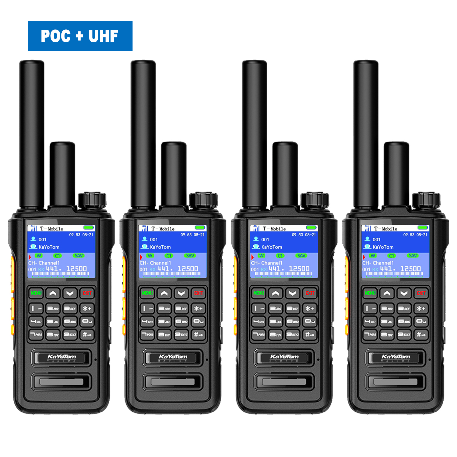 KaYoTom D09 5W Long Range Walkie Talkie – Global PoC + UHF Two-Way Radio with GPS, Encrypted Secure Communication, Dual PTT, HD Audio, IP67 Waterproof, Durable for Outdoor, Security & Business