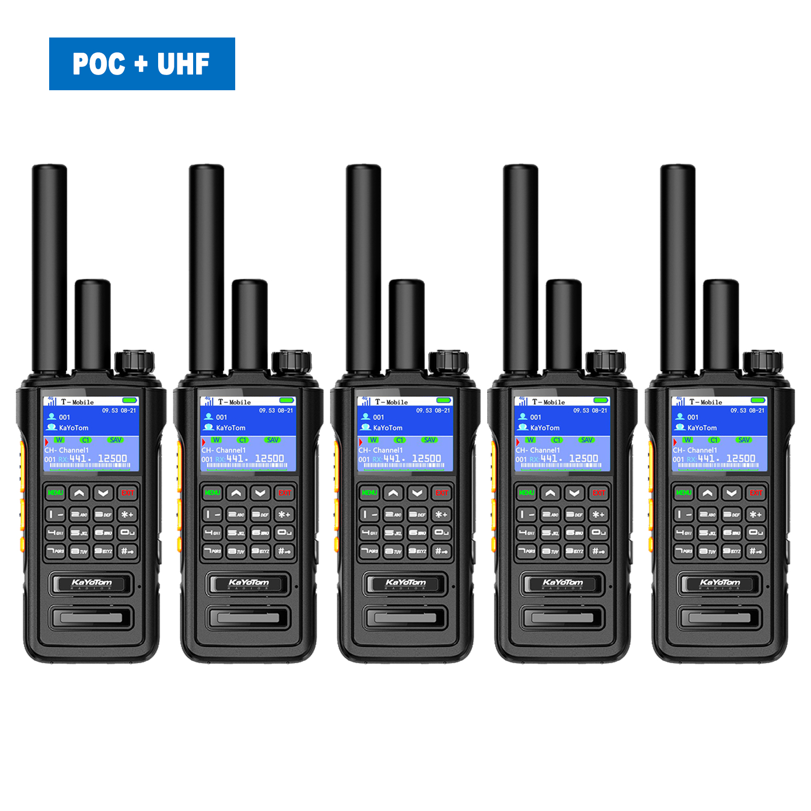 KaYoTom D09 5W Long Range Walkie Talkie – Global PoC + UHF Two-Way Radio with GPS, Encrypted Secure Communication, Dual PTT, HD Audio, IP67 Waterproof, Durable for Outdoor, Security & Business