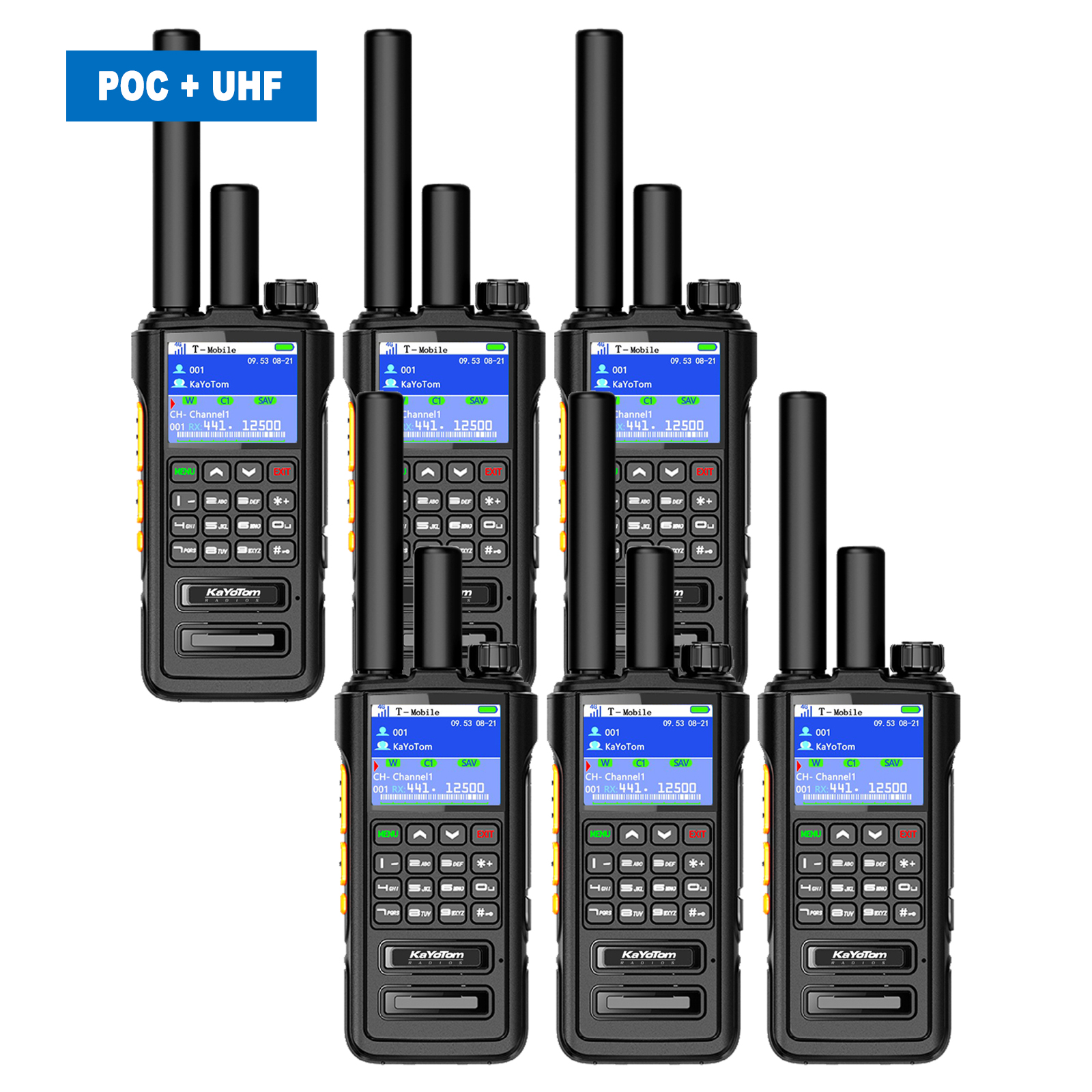 KaYoTom D09 5W Long Range Walkie Talkie – Global PoC + UHF Two-Way Radio with GPS, Encrypted Secure Communication, Dual PTT, HD Audio, IP67 Waterproof, Durable for Outdoor, Security & Business