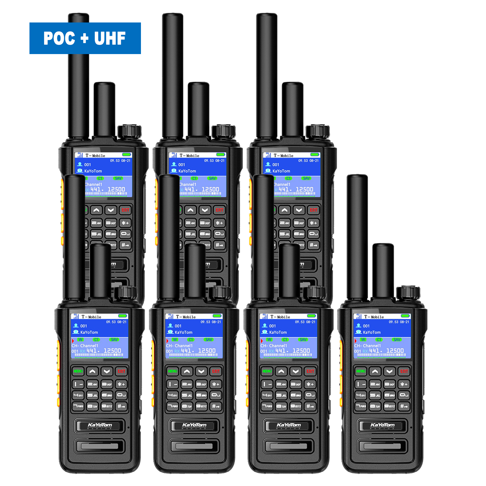 KaYoTom D09 5W Long Range Walkie Talkie – Global PoC + UHF Two-Way Radio with GPS, Encrypted Secure Communication, Dual PTT, HD Audio, IP67 Waterproof, Durable for Outdoor, Security & Business