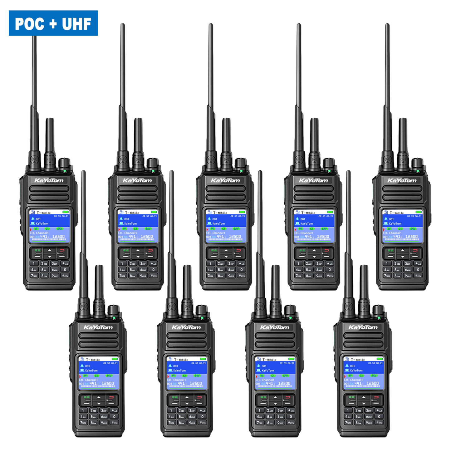 KaYoTom D10 Long Range Walkie Talkie, Unlimited Distance Global Two-Way Radio – PoC + UHF + VHF/GPS, Encrypted Communication, Dual PTT, HD Audio, IP68 Waterproof for Outdoor, Security, Business Use