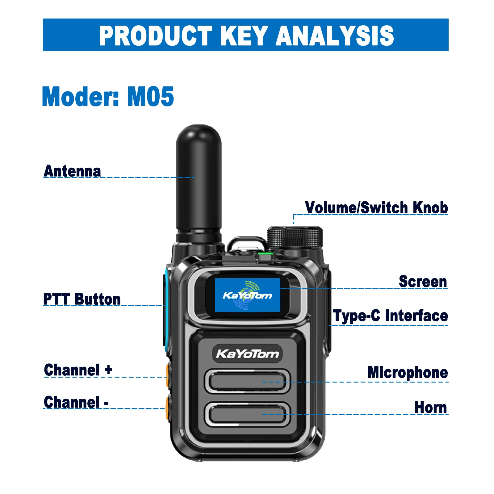 KaYoTom M05 Global Walkie Talkie 4G LTE POC Radio Rugged Two Way Radio