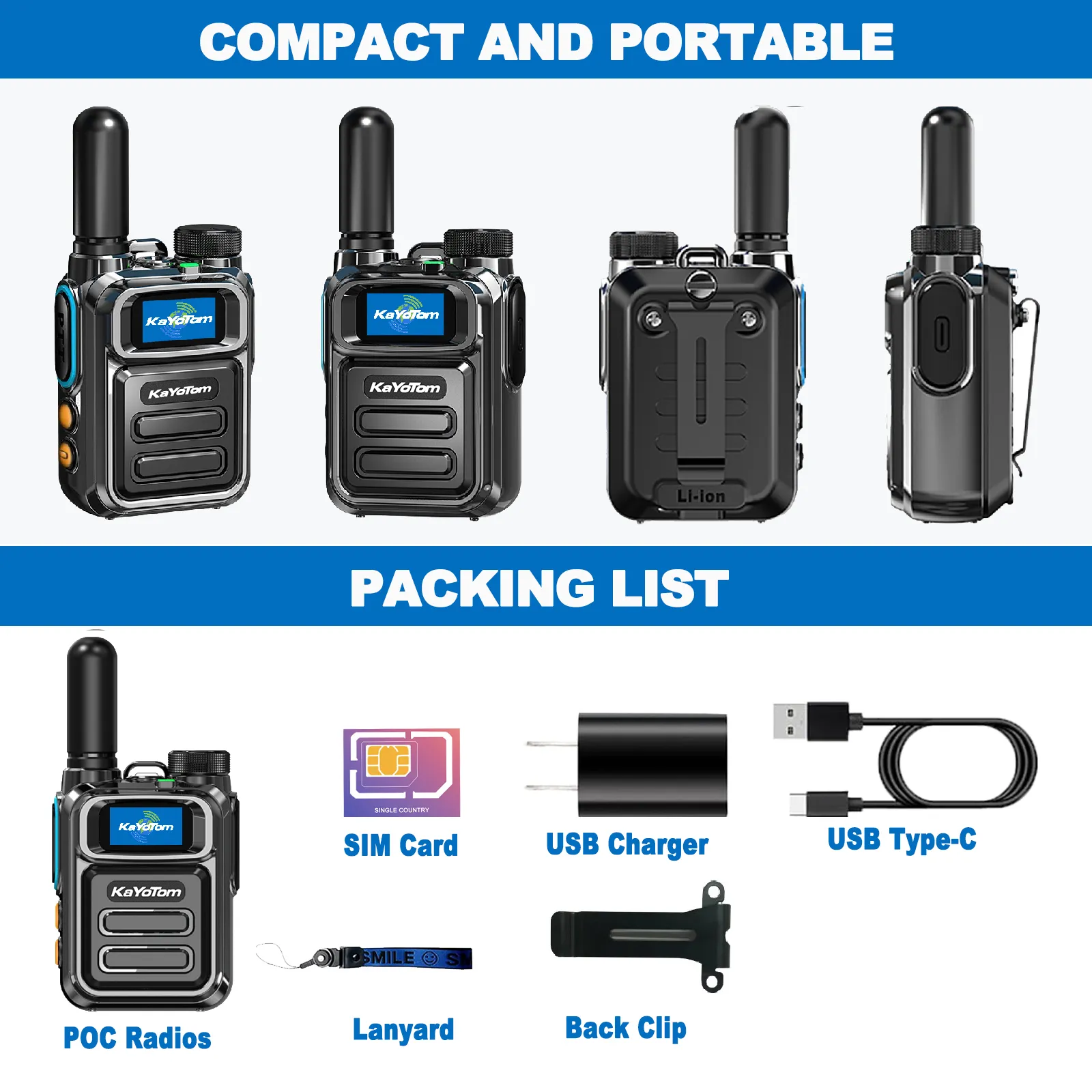 KaYoTom M05 Global Walkie Talkie 4G LTE POC Radio Rugged Two Way Radio