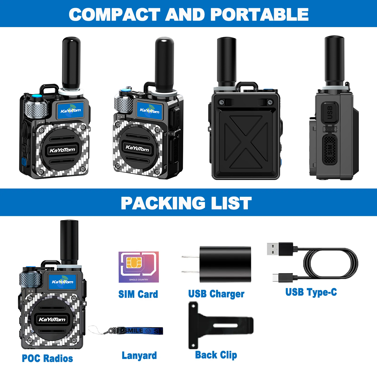 KaYoTom M09 Global Walkie Talkie POC Radio Rugged Encrypted Long Range Two-Way Radio