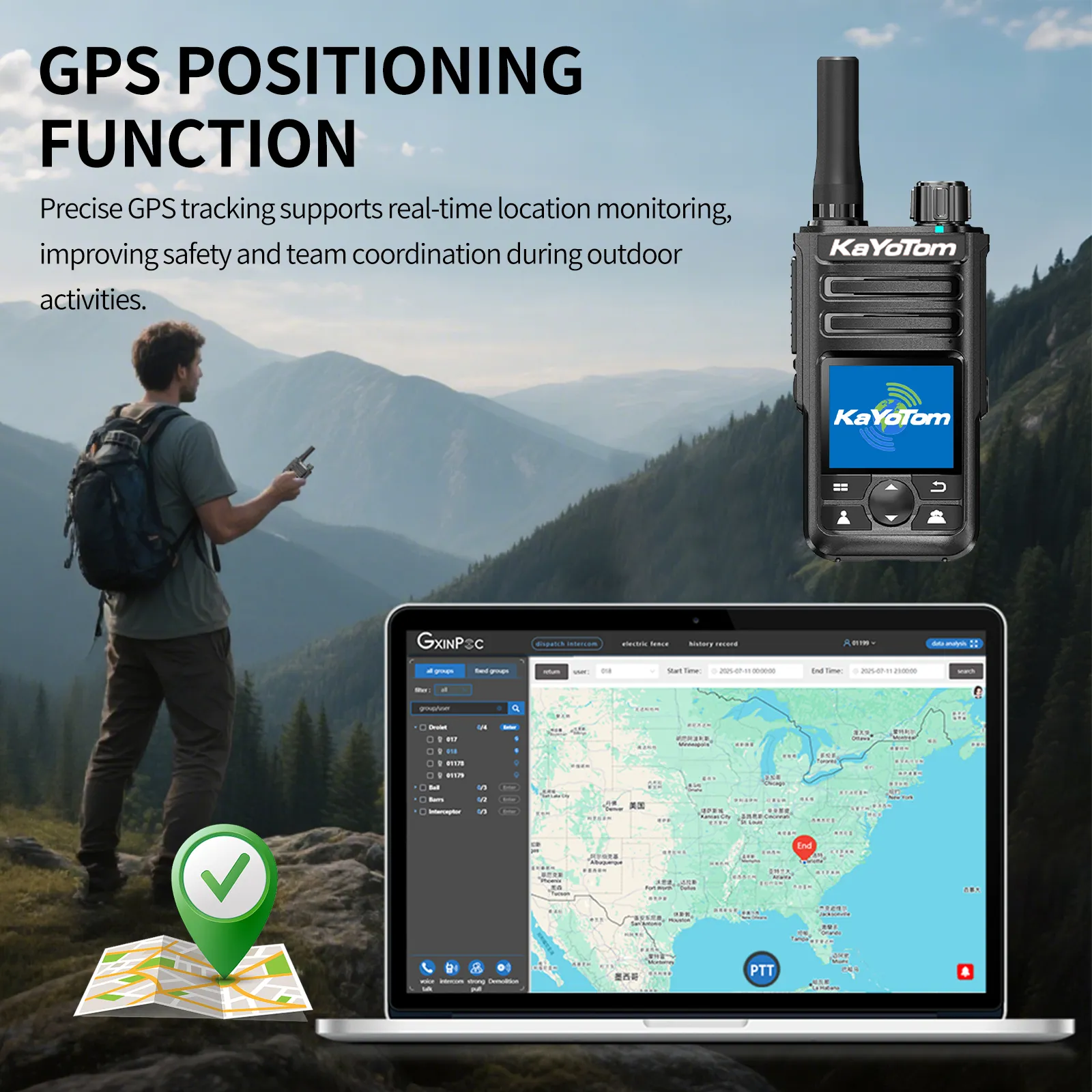 KaYoTom M14 Global Walkie Talkie POC Radio GPS Tracking Unlimited Range Encrypted Two-Way Radio