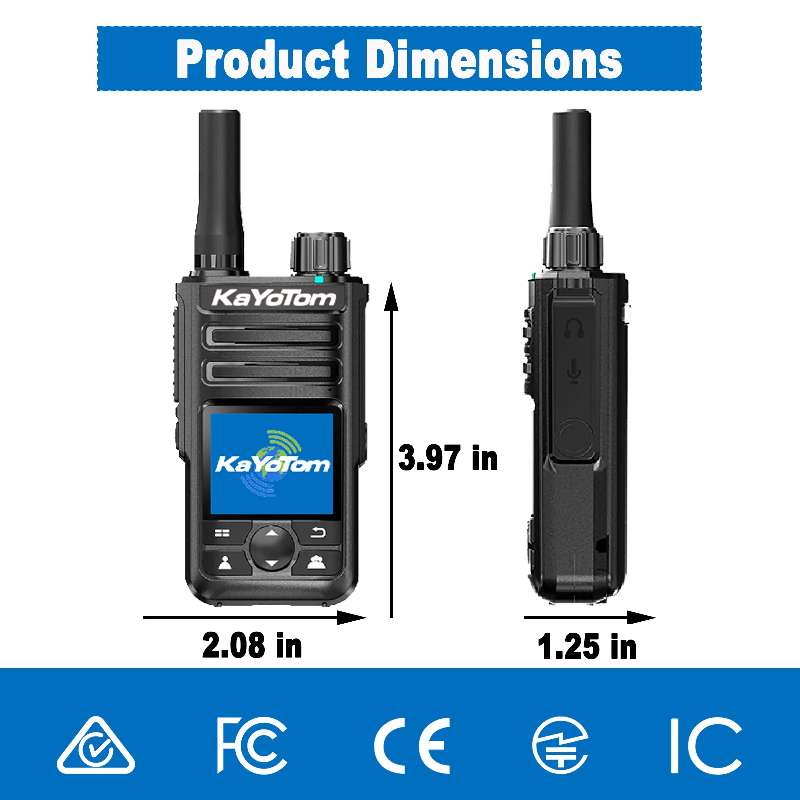 KaYoTom M14 Global Walkie Talkie POC Radio GPS Tracking Unlimited Range Encrypted Two-Way Radio