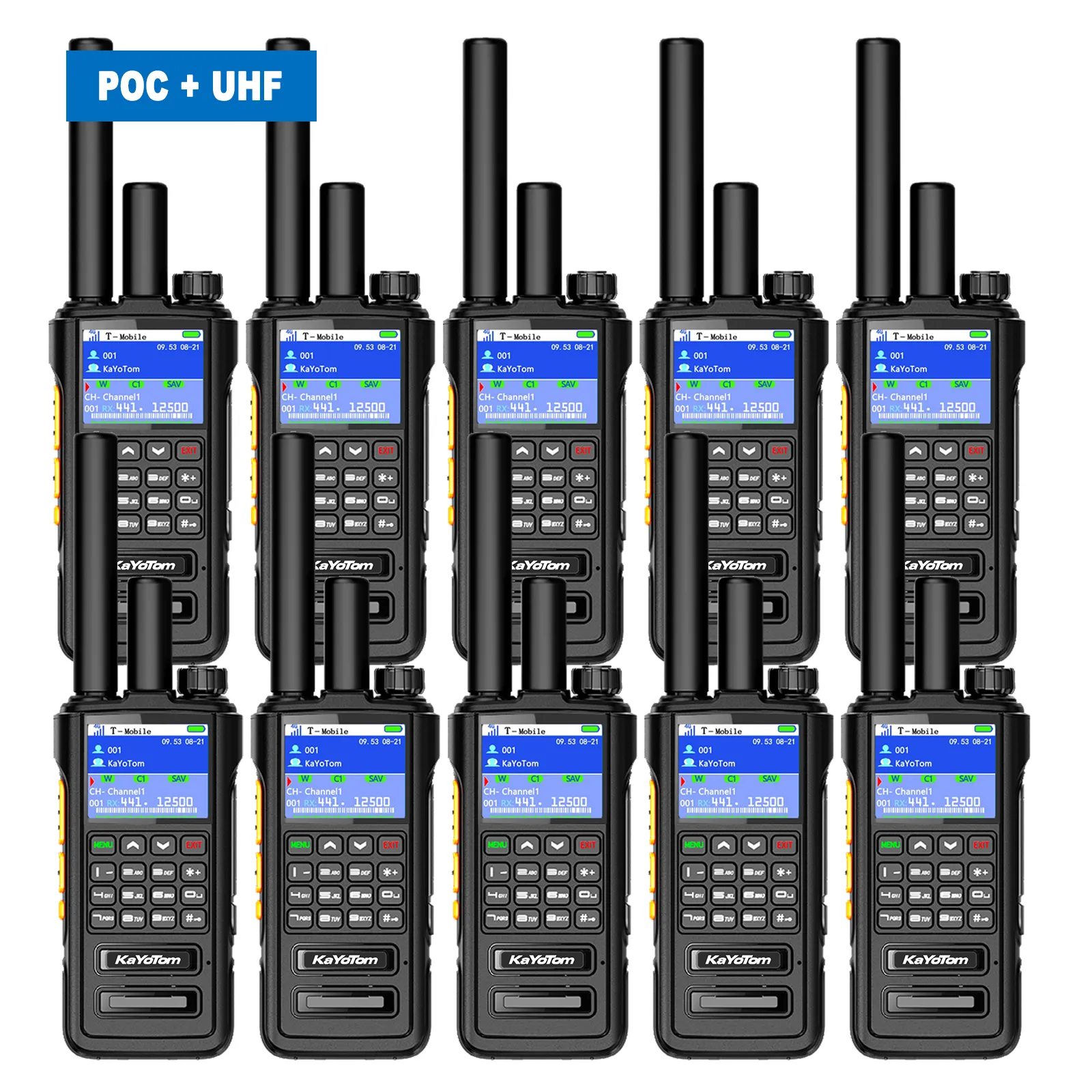 KaYoTom D09 5W Long Range Walkie Talkie – Global PoC + UHF Two-Way Radio with GPS, Encrypted Secure Communication, Dual PTT, HD Audio, IP67 Waterproof, Durable for Outdoor, Security & Business