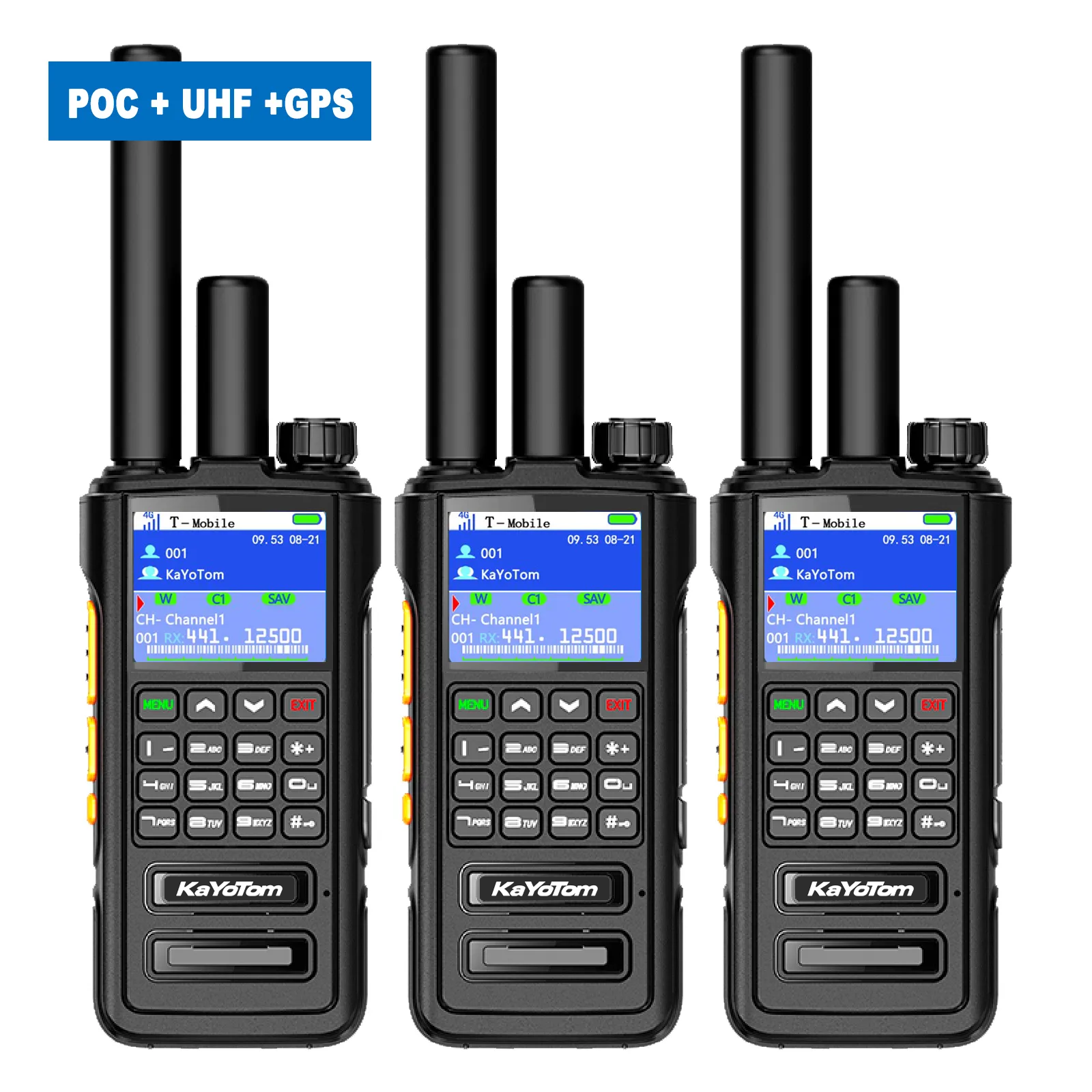 KaYoTom D09 5W Long Range Walkie Talkie – Global PoC + UHF Two-Way Radio with GPS, Encrypted Secure Communication, Dual PTT, HD Audio, IP67 Waterproof, Durable for Outdoor, Security & Business