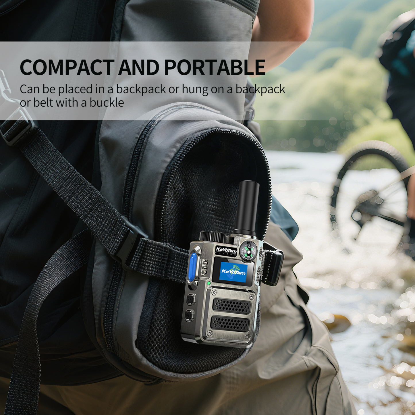 KaYoTom M12 Global Walkie Talkie Unlimited Range Encrypted Two-Way Radio - Compass, 72H Battery, HD Audio, Lightweight & LED Flashlight, 172 Countries Coverage